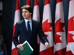Prime Minister Justin Trudeau during a press conference