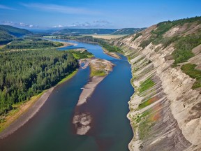 A section of the Peace River Valley in B.c. that would be flooded by the Site C Dam.