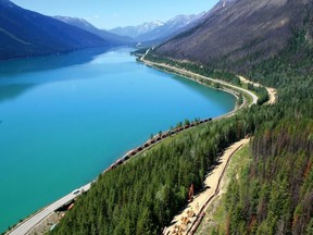 Construction of Kinder Morgan's Trans Mountain pipeline through Jasper National Park.