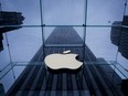 The Apple logo is seen at the 5th Avenue Apple Store in Manhattan, New York.