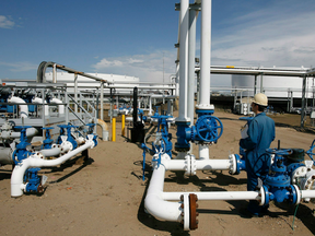 The oil pipeline and tank storage facilities at the Husky Energy oil terminal in Hardisty, Alta.