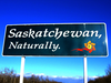 Saskatchewan Naturally highway welcome sign.