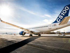 Bombardier's CS100 prepares for its first flight in 2015.