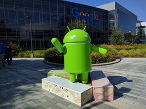 The Android Nougat statue at Google campus in Mountain View, Calif.