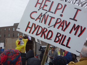 Ontario residents rally against hydro rates in Ottawa.