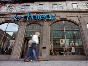 Montrealers walk past a le chateau store on St. Catherine Street