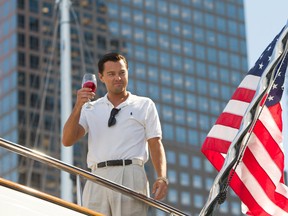 This film image released by Paramount Pictures shows Leonardo DiCaprio as Jordan Belfort in a scene from "The Wolf of Wall Street."