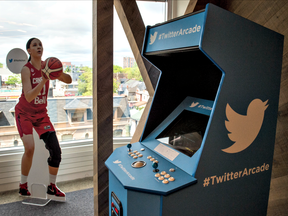 Sports are a big part of Twitter Canada's headquarters, with large cardboard cutouts of Canadian athletes around the office.