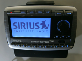 A Sirius satellite radio is displayed at a Best Buy store