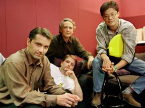 Yahoo’s early executives (left to right): Chief Operating Officer Jeff Mallett, CEO and President Tim Koogle (in back), Co-founder and Chief Yahoo David Filo (laying down), and Co-founder and Chief Yahoo Jerry Yang.