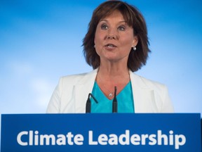 British Columbia Premier Christy Clark speaks about the province's climate action plan at the still under construction Carbon Capture and Conversion Institute, in Richmond, B.C., on Friday August 19, 2016.
