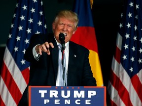 Donald Trump speaks during a campaign rally