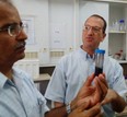 Dr. Chahar is holding a sample of Zenyatta graphene in a vial produced in the lab at BGU. 
Dispersion of graphene is critical for use in material such as concrete.