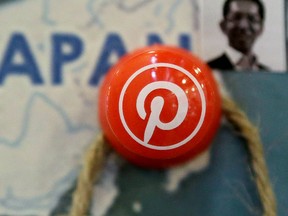 A pin signifies Pinterest's Japan offices on a map at the Pinterest office in San Francisco.