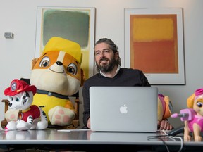 Ronnen Harary, one of the founders of Spin Master, poses for a portrait in his office in Toronto