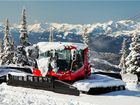 A snow plow sits at Whistler Blackcomb.