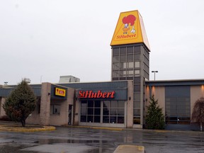 Founded in 1951 by the Leger family, St-Hubert is well-known in Quebec for its rotisserie chicken and its trademark symbol — a smiling red-plumed rooster on a bright yellow background.