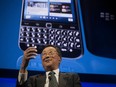 John Chen, chief executive officer of Blackberry Ltd., speaks during the unveiling of the BlackBerry Classic phone in New York, U.S., on Wednesday, December 17, 2014.
