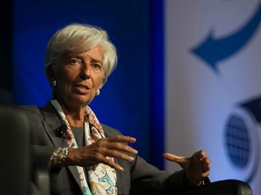 Christine Lagarde, managing director of the IMF, speaks during the International Economic Forum of the Americas conference in Toronto on Sept. 12, 2016.