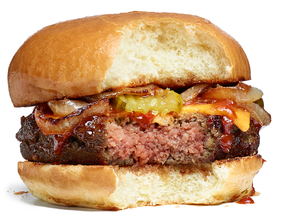 A meatless cheeseburger developed by Impossible Foods.