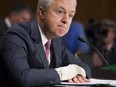 John Stumpf, outgoing chairman and CEO of Wells Fargo, testifies about the unauthorized opening of accounts by Wells Fargo during a Senate Banking, Housing and Urban Affairs Committee hearing on Capitol Hill in Washington, DC.