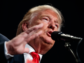 Donald Trump speaks at a campaign rally in Reno, Nevada.