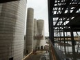 Silos are seen next to a new flour mill under construction at the Parrish and Heimbecker terminal at the Port of Hamilton in Hamilton, Ontario.