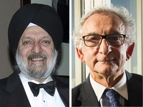 Sabi Marwah, a longtime senior executive of Bank of Nova Scotia, left, and Howard Wetston, former chair of the Ontario Securities Commission, are on the list of new Senate appointment recommendations Prime Minister Justin Trudeau unveiled Monday.