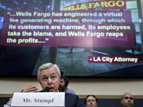 John Stumpf, chief executive officer of Wells Fargo & Co., speaks during a House Financial Services Committee hearing in Washington, D.C.