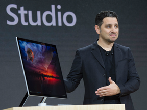 Microsoft Corporate VP of Devices, Panos Panay introduces Microsoft Surface Studio which is designed to compete with Apple's iMac for creative and business use.