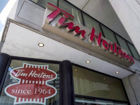 A Tim Hortons coffee shop in downtown Toronto
