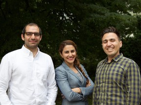 TranQool co-founders Babak Shahabi, left, Chakameh Shafii and Saeed Zeinali. The Toronto-based online therapy platform is working with DMZ Ryerson to offer counselling to entrepreneurs at DMZ.