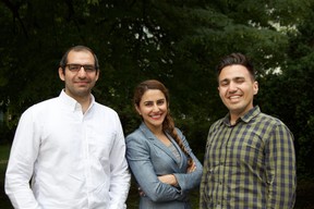TranQool co-founders Babak Shahabi, left, Chakameh Shafii and Saeed Zeinali. The Toronto-based online therapy platform is working with DMZ Ryerson to offer counselling to entrepreneurs at DMZ.