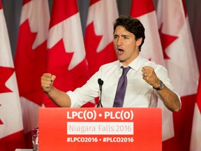 Prime Minister Justin Trudeau speaks during the Liberal Party of Canada's annual meeting in Niagara Falls, Ont