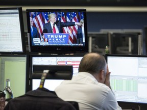 Reactions at Frankfurt tock Exchange after US-Election in Frankfurt/Main, Germany, on Wednesday, Nov. 09, 2016.