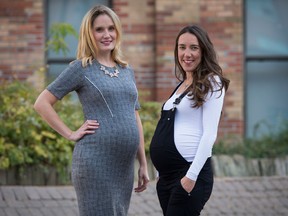 Zoocasa CEO Lauren Haw, left, and RateHub founder Alyssa Furtado, both eight months pregnant, and owning companies in different stages of the lifecycle, are looking at a flexible model to keep tabs on the company when baby arrives.