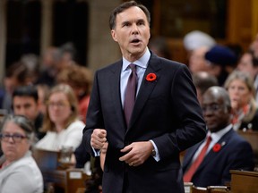 Minister of Finance Bill Morneau delivers the government's fall economic update in the House of Commons in Ottawa Tuesday.
