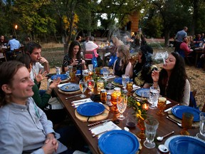 Diners smoke marijuana  at Planet Bluegrass, an outdoor venue in Lyons, Colo., on Oct. 2, 2016.