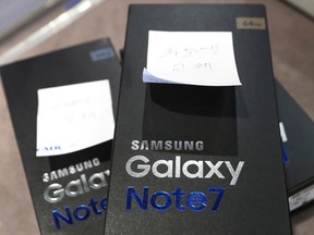 Returned boxes of Samsung Electronics' Galaxy Note 7 smartphones.