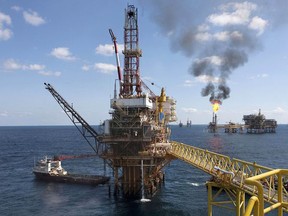 An offshore drilling platform.