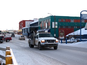 The main thoroughfare of the town of Inuvik.