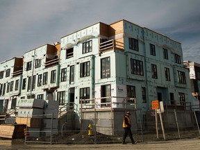 A new townhouse complex under construction in Toronto.