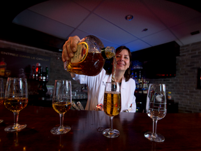 Joanna Scandella, master blender for Crown Royal Whisky, pours their award-winning Crown Royal Northern Harvest