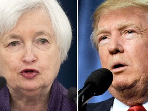 U.S. Federal Reserve chair Janet Yellen and president-elect Donald Trump