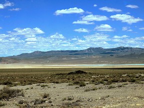 Clayton Valley, Nevada, with Silver Peak mine in the background.