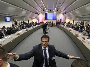 General view of a meeting of oil ministers of the Organization of the Petroleum Exporting countries, OPEC, at their headquarters in Vienna, Austria, Wednesday, Nov. 30, 2016.