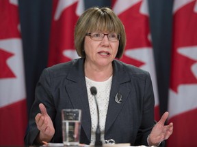 Leader of the Federal task force on marijuana Anne McLellan speaks during a news conference in Ottawa.