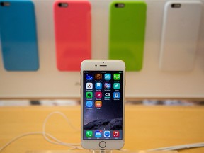 The iPhone 6 is seen on display at its launch at the Apple IFC store in Hong Kong, China.