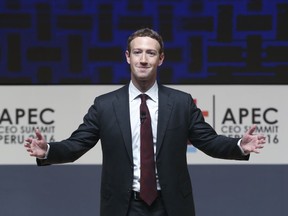 Mark Zuckerberg, chairman and CEO of Facebook, speaks at the CEO summit during the annual Asia Pacific Economic Cooperation (APEC) forum in Lima, Peru.