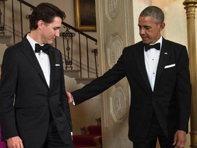 U.S. President Barack Obama (R) and Canadian Prime Minister Justin Trudeau at the White House